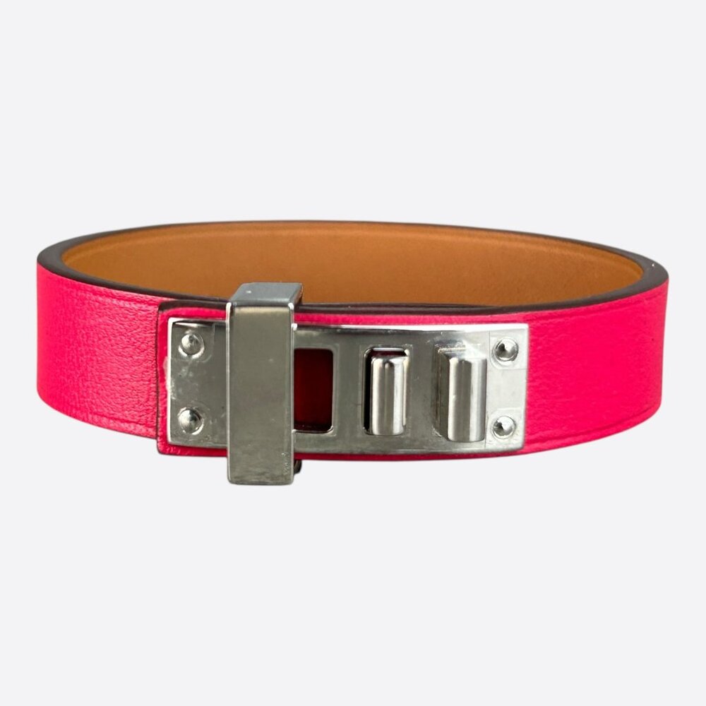 Hermes Pink Swift & Palladium Hardware Kelly Bracelet